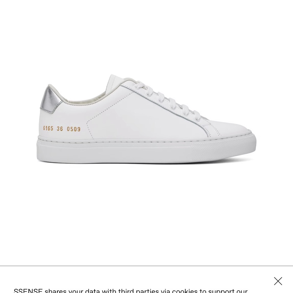 Common Projects White Sneakers with Metallic Silver Detail